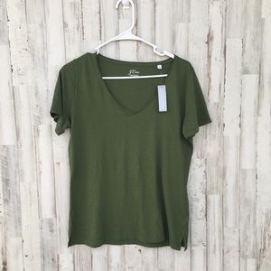 J. Crew v neck green tee new with tags